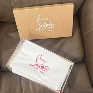 Christian Louboutin Tan Box with White Dust Bag and Red Logo